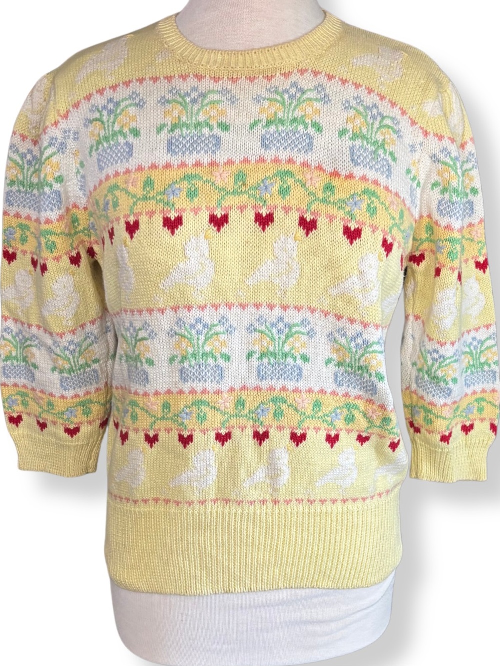 Vintage Moussie for Susan Bristol Bunny Rabbit Fair Isle Sweater Size 38